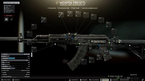 Gunsmith part 14 tarkov - Gunsmith part 14 12.12 build . You need to add the MOE buttpad to the stock. Wiki hasn't been updated yet. ... Working gunsmith 2 build for 12.12. ... Scavs. Should be scavs. r/EscapefromTarkov • Flaregun should fit in the Special Slot. r/EscapefromTarkov • Streets of Tarkov Map V3 - Updated with detailed interiors for every building ...
